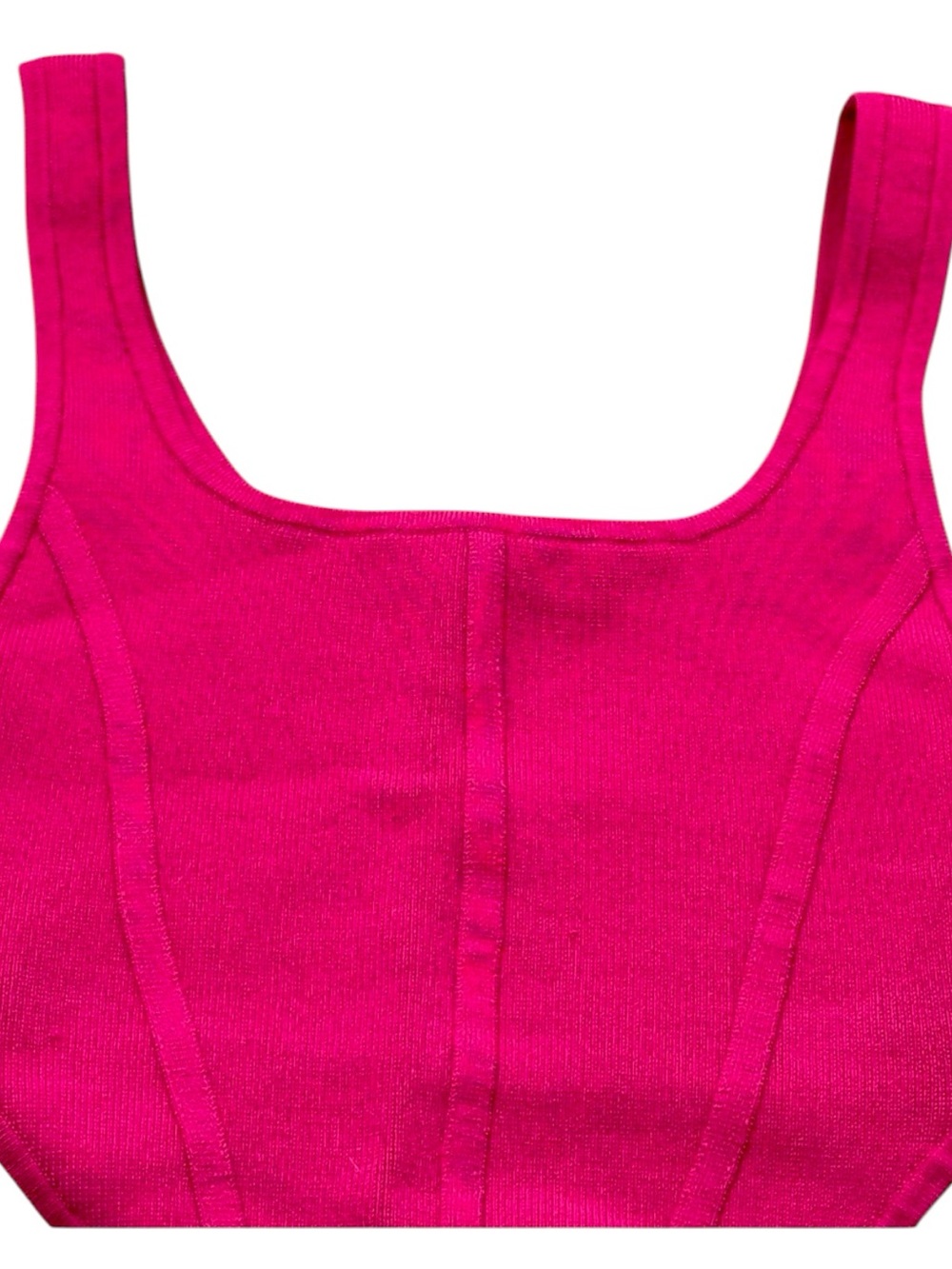 Babaton Sculpt Knit Tank Top Sz XS Pink Square Neck Crop Aritzia Fitted Contour